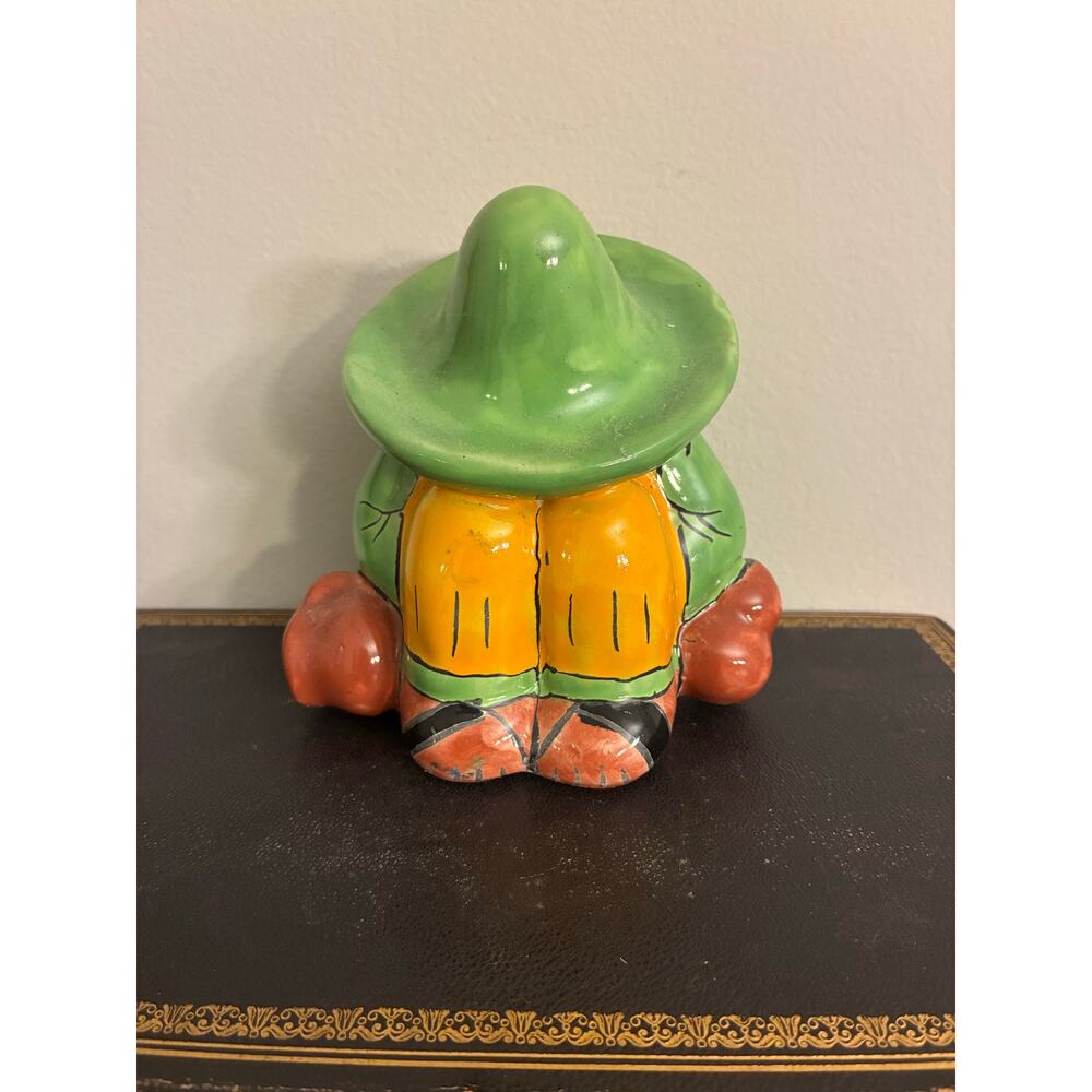 Vintage Tex Mex Ceramic Figurine Talavera Style Sombrero Decor Southwestern